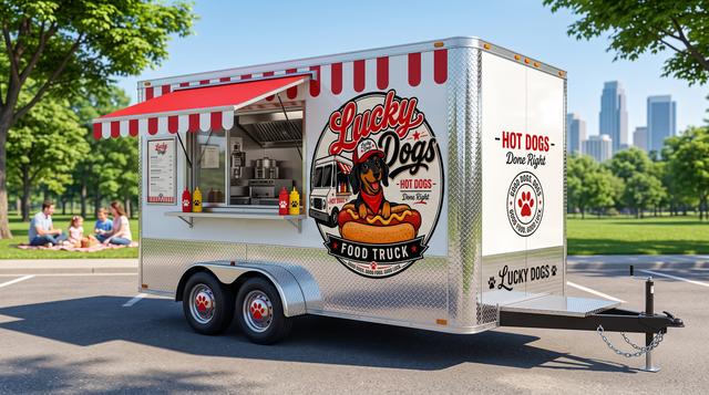 The finished Lucky Dogs Kitchen food truck trailer