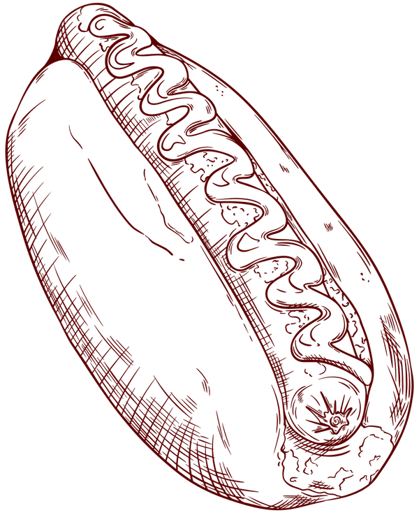 Hot dog illustration in transparent background - Lucky Dogs